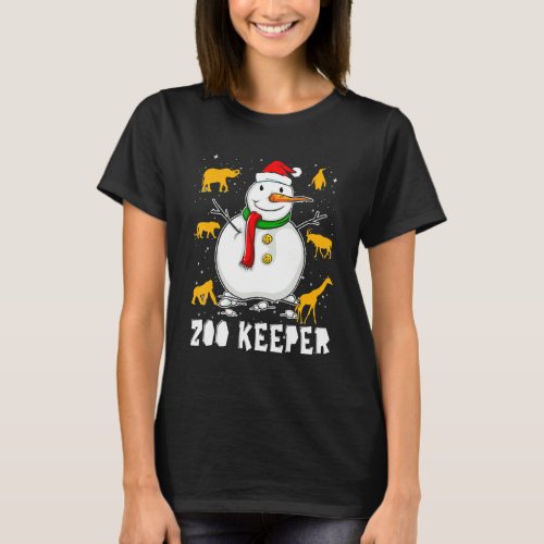 Funny Zoo Keeper Snowman Holiday Pajamas Christmas T_Shirt
