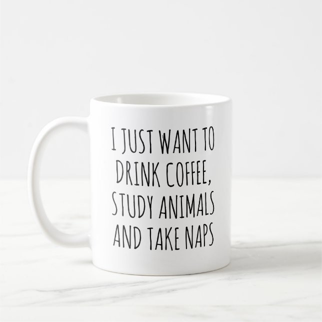 Funny Zoology Lover, Study Animals And Take Naps Coffee Mug (Left)