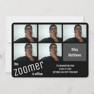 Funny Zoomer Virtual Class Black Photo Graduation Announcement