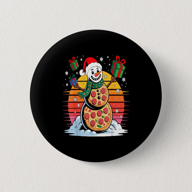 Funny Zza Snowman Christmas Holiday Food  Button (Front)