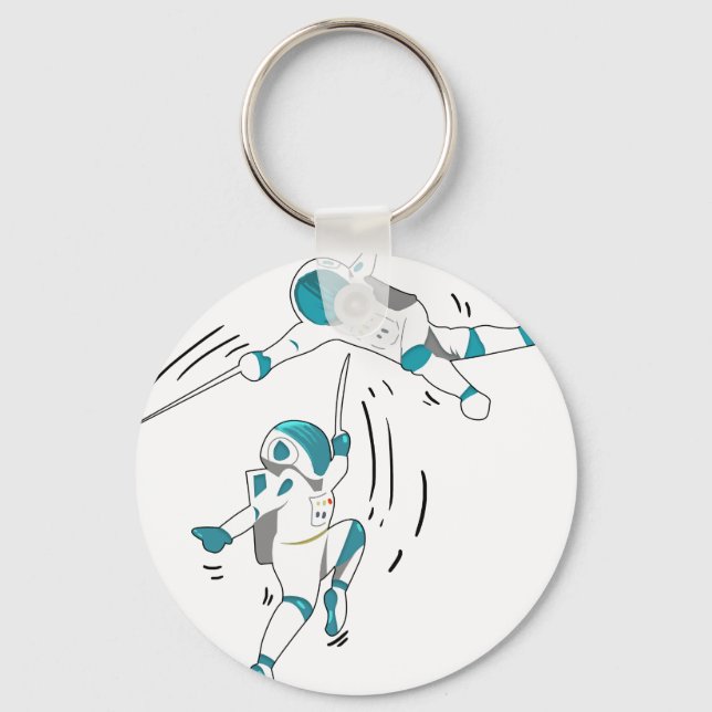 funnyfencinginspacegiftforafencertshirt_Black_1 Keychain (Front)