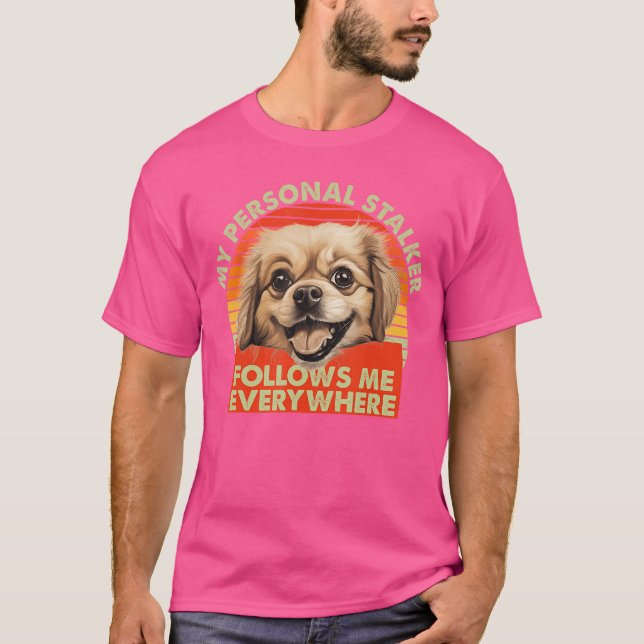 Funnyibetan Spaniel Dog Breed Owner Pet Follows Me T-Shirt (Front)