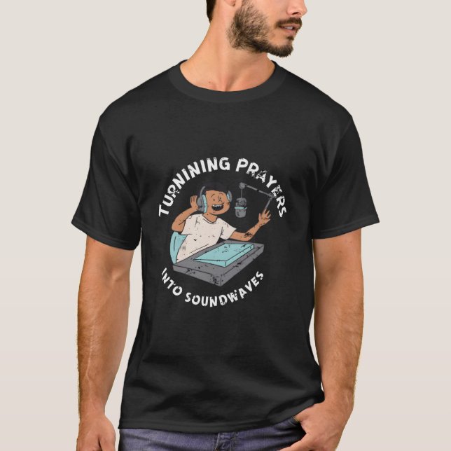 Funnyt Church Audio Technician Sound Waves Retro V T-Shirt (Front)