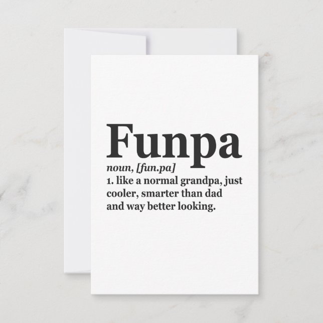 Funpa Funny Definition Only Cooler Grandpa Dad  Thank You Card (Front)
