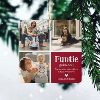 Funtie 3 Photo Collage Definition Cute Christmas C Ceramic Ornament by SmokeyOaky at Zazzle