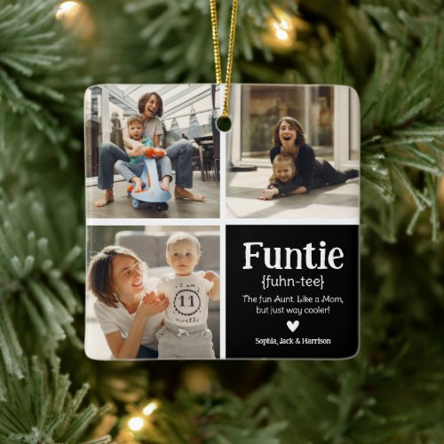 Funtie 3 Photo Collage Definition Cute Christmas  Ceramic Ornament