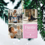 Funtie 3 Photo Collage Definition Cute Christmas  Ceramic Ornament<br><div class="desc">Cute Funtie Christmas Ornament. Perfect gifts for a FUN AUNTIE! Simply upload 3 of your favorite pictures,  customize the definition and personalize by adding name/s.</div>