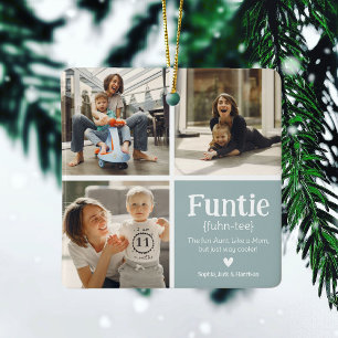 Funtie 3 Photo Collage Definition Cute Christmas  Ceramic Ornament