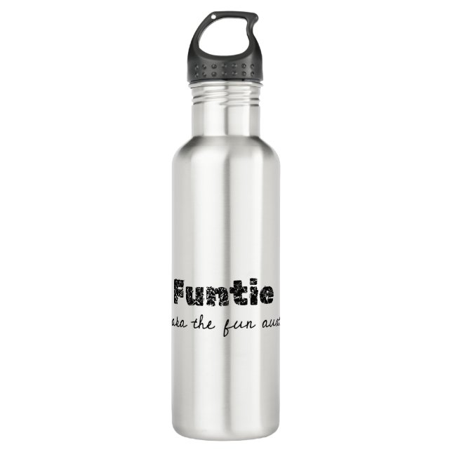 funtie aka the fun aunt stainless steel water bottle (Front)