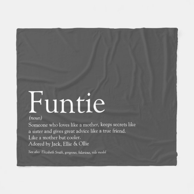 Funtie Aunt Auntie Definition Fun Gray Fleece Blanket (Front (Horizontal))