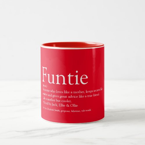 Funtie Aunt Auntie Definition Modern Cool Red Two_Tone Coffee Mug