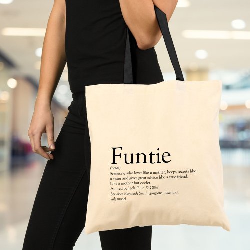 Funtie Aunt Auntie Definition Modern Fun Tote Bag