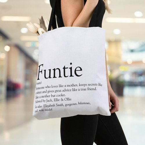 Funtie  Aunt Auntie Definition Modern Fun Tote Bag