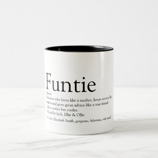 Funtie, Aunt, Auntie Definition Modern Fun Two-Tone Coffee Mug | Zazzle