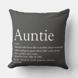 Funtie Aunt Auntie Definition Modern Gray Throw Pillow