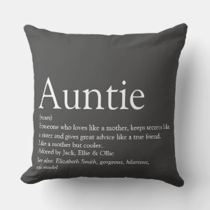 Funtie Aunt Auntie Definition Modern Gray Throw Pillow