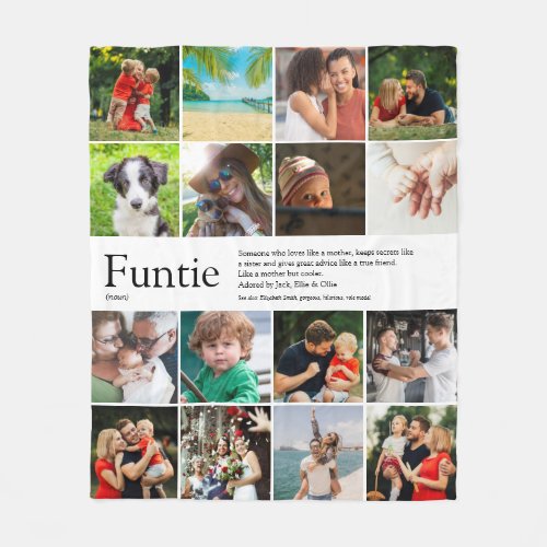 Funtie Aunt Auntie Definition Photo Collage Fleece Blanket