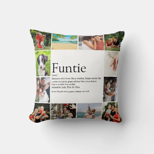 Funtie Aunt Auntie Definition Photo Collage Throw Pillow
