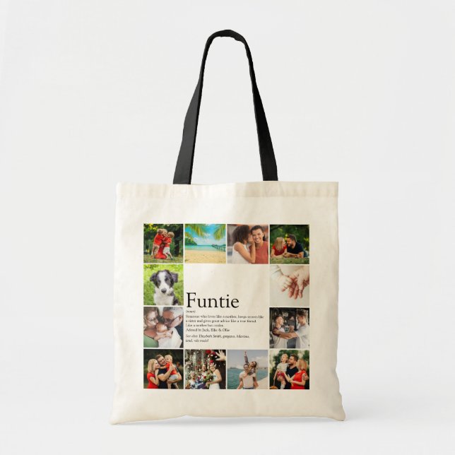 Funtie Aunt Auntie Definition Photo Collage Tote Bag (Front)