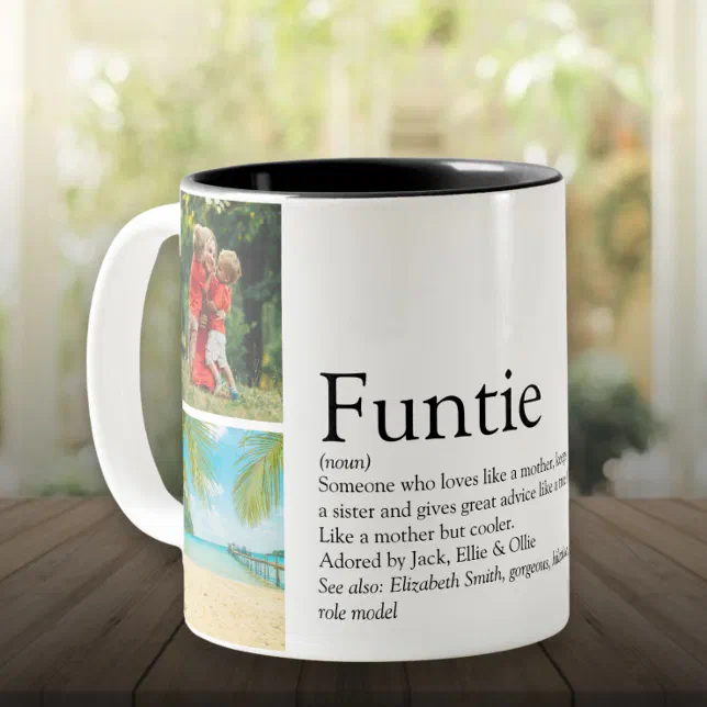 Funtie Aunt Auntie Definition Photo Collage Two-Tone Coffee Mug | Zazzle