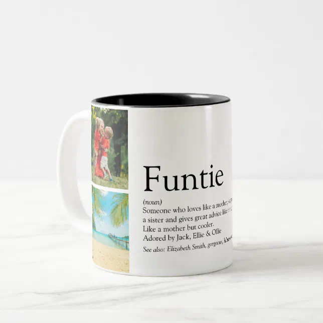 Funtie Aunt Auntie Definition Photo Collage Two-Tone Coffee Mug | Zazzle