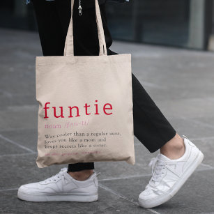 Funtie Definition Heart Photo Back Auntie  Tote Bag