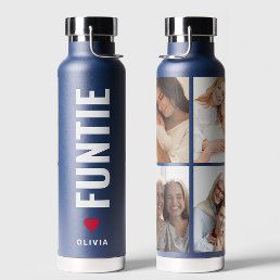 Funtie | Fun Cool Aunt Custom Name 4 Photo Collage Water Bottle