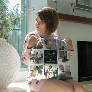 Funtie Photo Collage Definition Cute Modern Auntie Throw Pillow