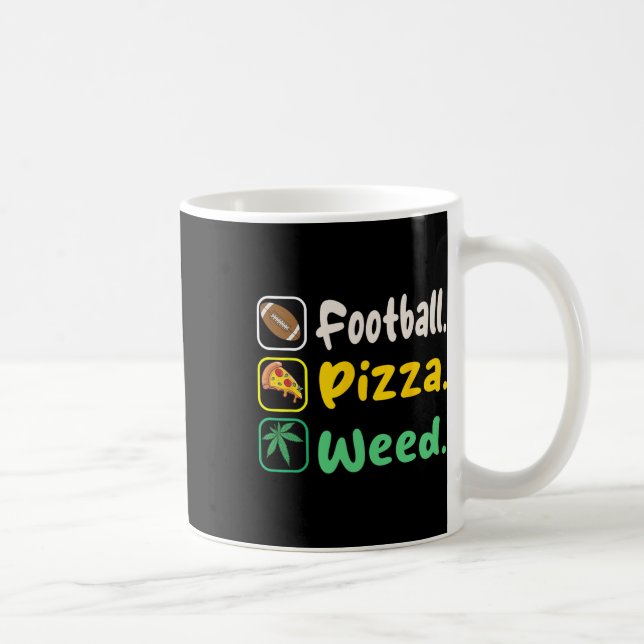 Funy Tee Football Pizza Weed For Lovers Halloween  Coffee Mug (Right)