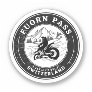  Fuorn Pass-Ofenpass swiss –alps motorcycle tour Sticker