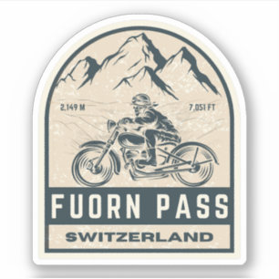 Fuorn Pass-Ofenpass swiss –alps motorcycle tour Sticker