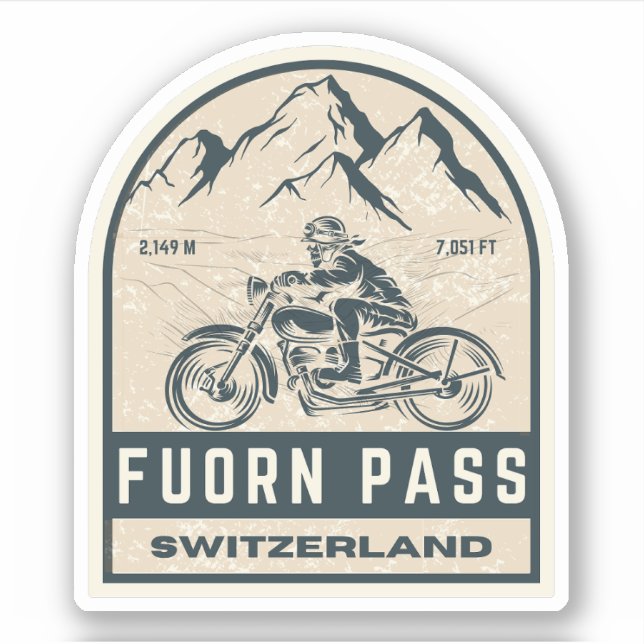  Fuorn Pass-Ofenpass swiss –alps motorcycle tour Sticker (Front)