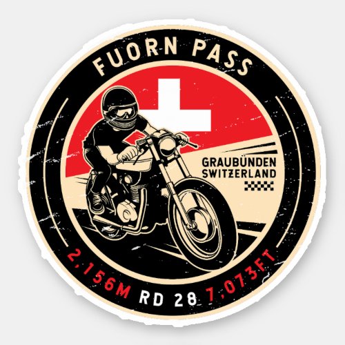 Fuorn Pass  Switzerland  Motorcycle Sticker