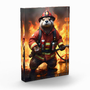 **"Fur and Flames: The Otter Fireman’s Backburning Photo Block
