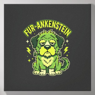 Fur-Ankenstein Funny Frankenstein Dog Halloween Canvas Photo Tile
