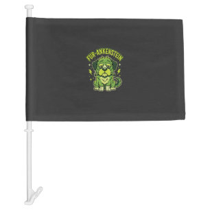 Fur-Ankenstein Funny Frankenstein Dog Halloween Car Flag