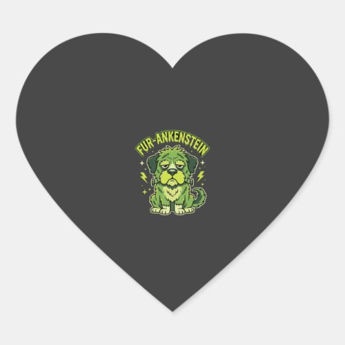 Fur-Ankenstein Funny Frankenstein Dog Halloween Heart Sticker