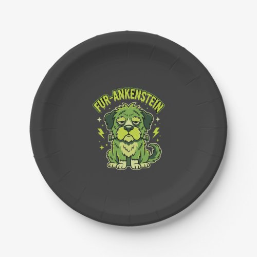 Fur-Ankenstein Funny Frankenstein Dog Halloween Paper Plates