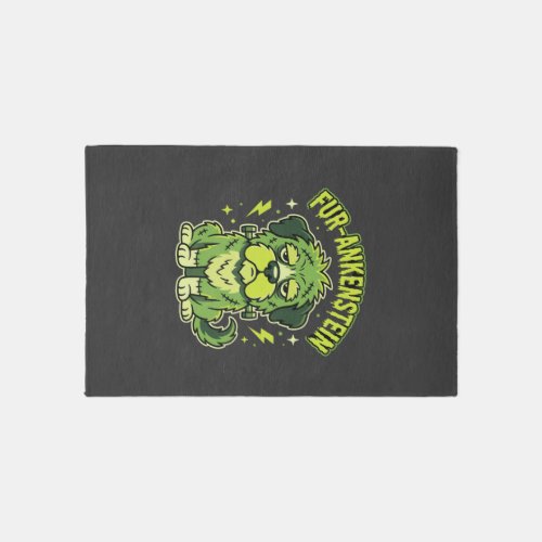 Fur-Ankenstein Funny Frankenstein Dog Halloween Rug