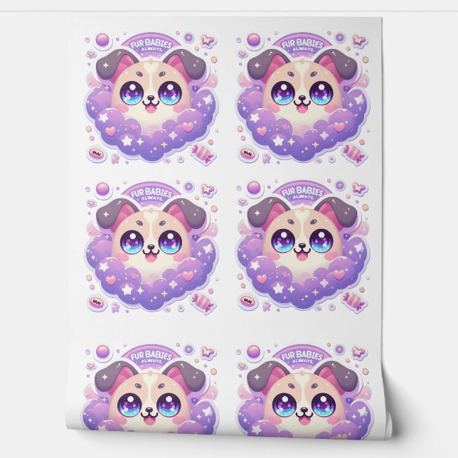 Fur Babies Always Cute Kawaii Puppy Wall Mural (Unrolling)