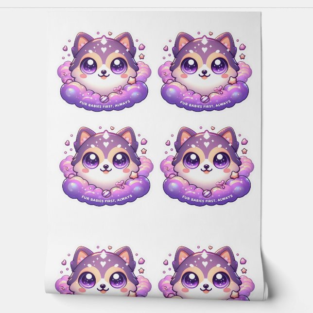 Fur Babies First Always Cute Kawaii Pet Lover Wallpaper (Unrolling)