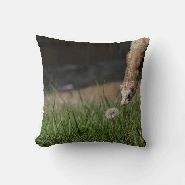Fur Baby Cute Face of a Ferret Throw Pillow (Front)