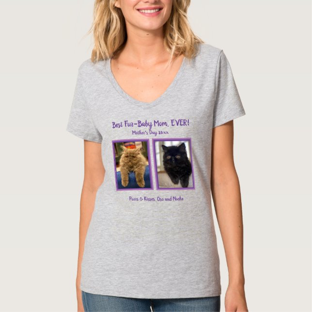 Fur Baby Mother's Day Personalize Photo Template T-Shirt (Front)