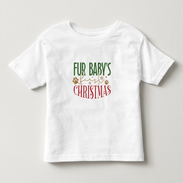 Fur Baby's first Christmas - Christmas Pet T-shirt (Front)