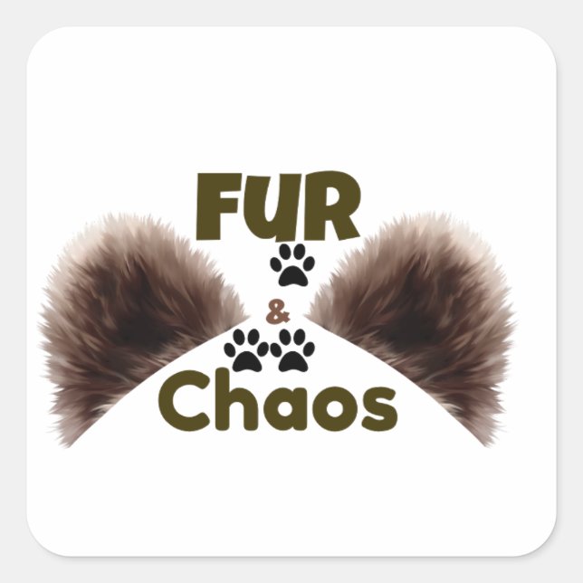 Fur & Chaos Cute Paw Print Square Sticker (Front)