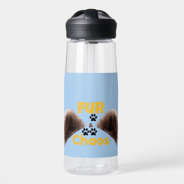Fur & Chaos Cute Pet Lover Water Bottle (Front)