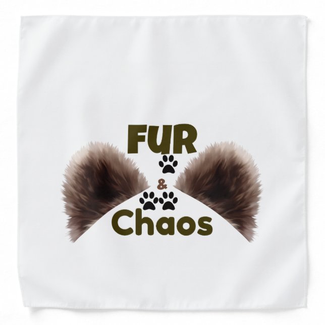 Fur & Chaos Funny Pet Bandana (Front)