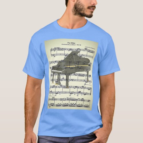 fur Elise Beethoven Piano Sheet Music Vintage Look T_Shirt