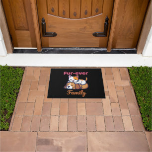 Fur‑ever Family for Cute Cat & Dog Lover Doormat