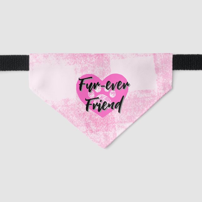 Fur-ever Friend Pink Pet Adoption  Bandana Collar (Front)